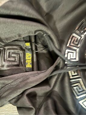 Ryu Men’s Black Joggers with Geometric Silver Trim